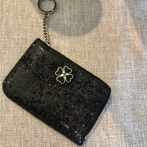 Kate Spade Black Glitter ID Wallet with Keychain